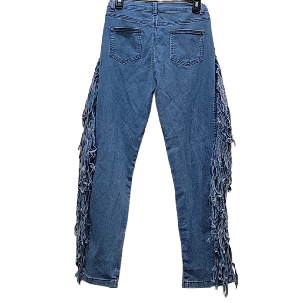 Daisy Distressed Fringe Detail Blue Jeans Size Small - Picture 6 of 16